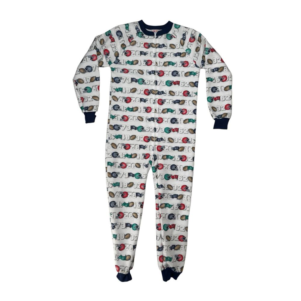 Vintage CARTERS *NEW* Football Fleece Long Johns Bodysuit Size 10 Kids Pajama